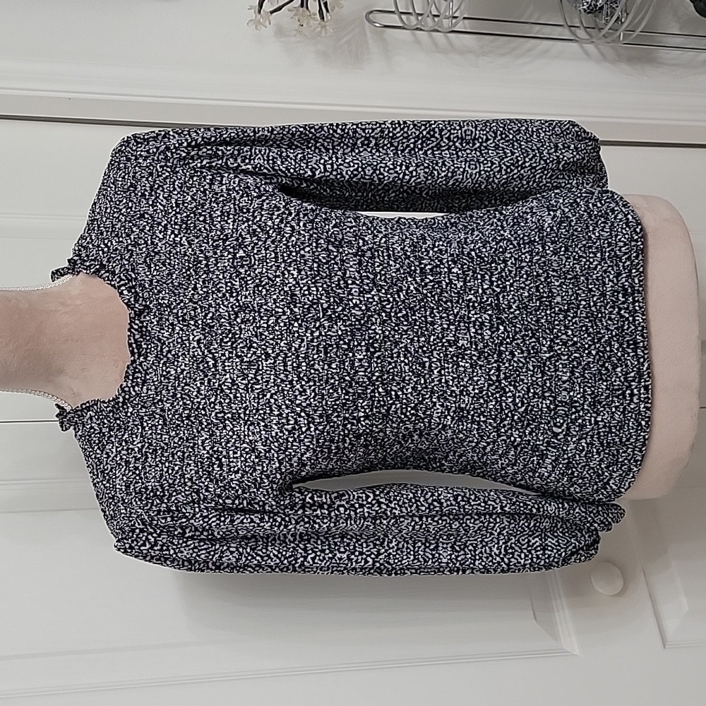 Express Printed Smocked Top, Size M, NEW with Tags, Black White, Gray